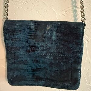 Banana Republic Metallic Teal Snakeskin Crossbody Bag